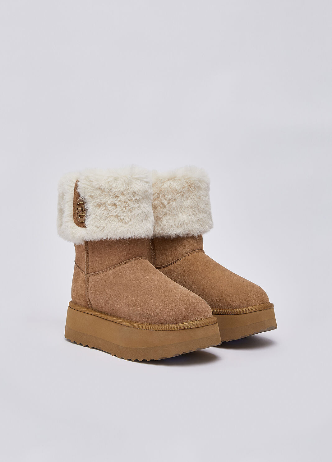Stivaletti in suede con risvolto cognac Liu Jo - large image number 1