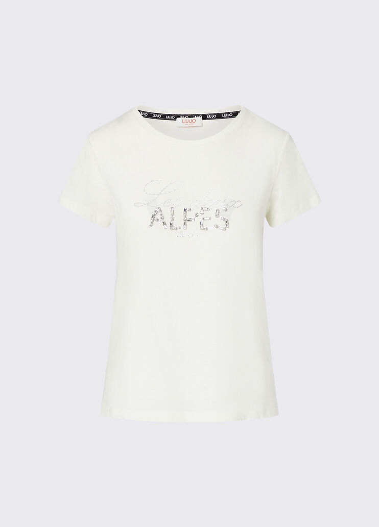 T-shirt with rhinestones white/Les Deux Alpes Liu Jo - medium