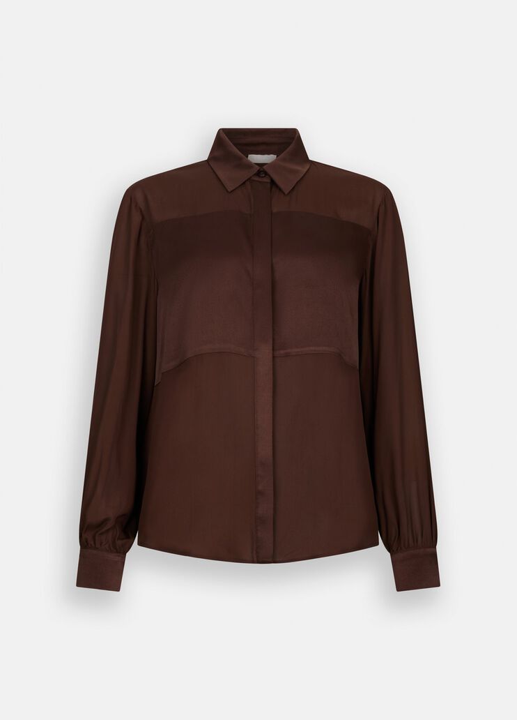 Crêpe de chine shirt chocolate Liu Jo - large image number 6 Crêpe de chine shirt chocolate Liu Jo - large image number 6