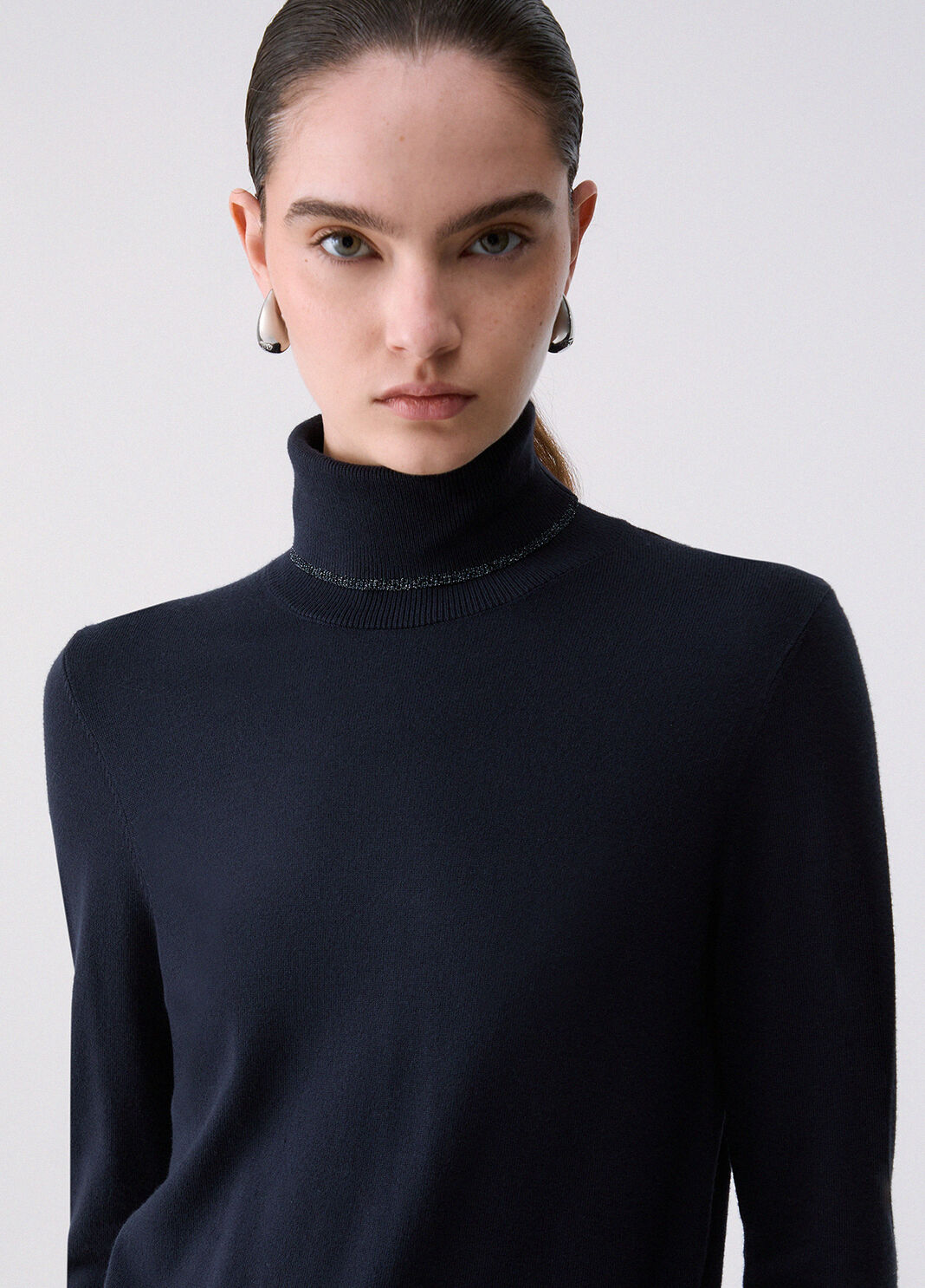Turtleneck with Lurex&reg; trims dark blue Liu Jo - large image number 4