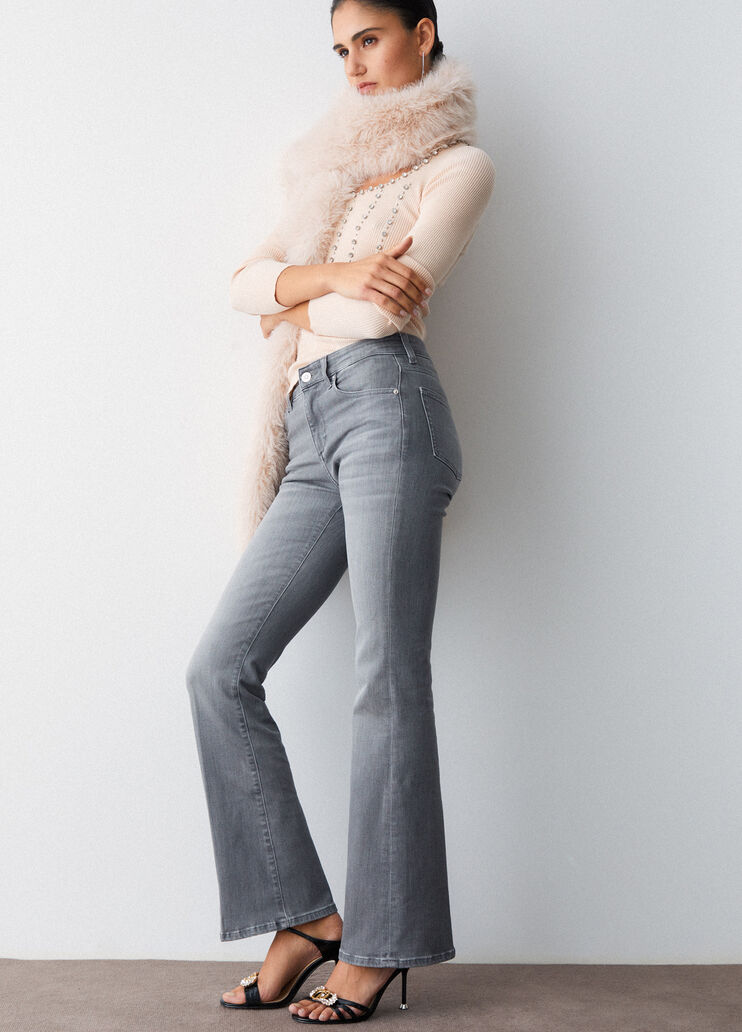 Jean bootcut taille haute denim gris Liu Jo - medium