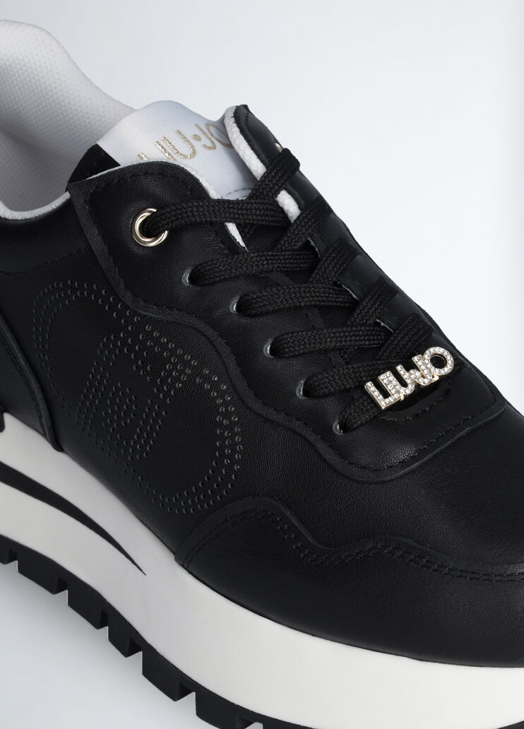 Leather sneakers with openwork logo black Liu Jo - large image number 4 Leather sneakers with openwork logo black Liu Jo - large image number 4