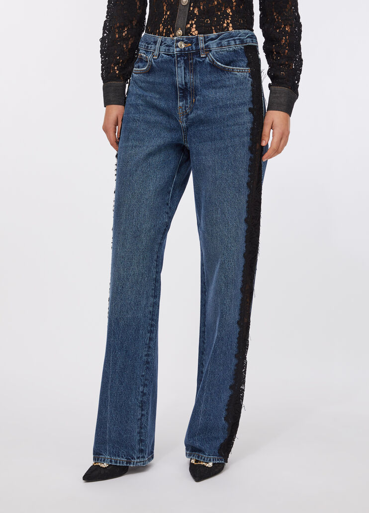 Straight-leg jeans with lace blue denim Liu Jo - large image number 0