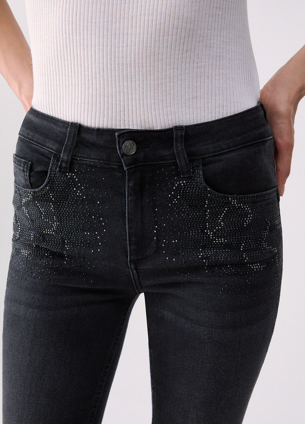 Bootcut-Jeans mit Strass Denim-Schwarz Liu Jo - large image number 4