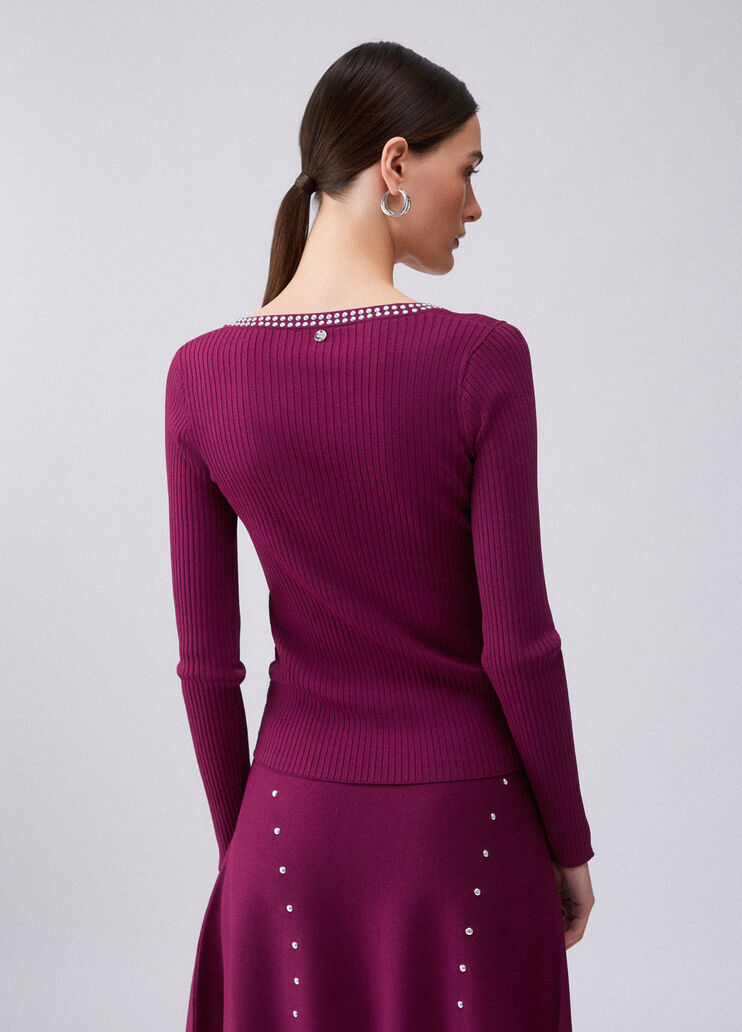 V-Ausschnitt mit Nieten violett Liu Jo - large image number 1