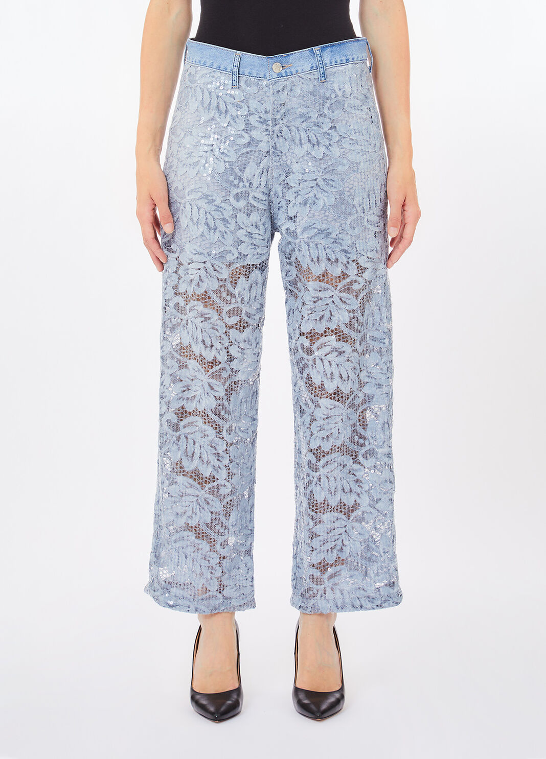 Flare-Hose aus Spitze Helles Denimblau Liu Jo - large image number 0