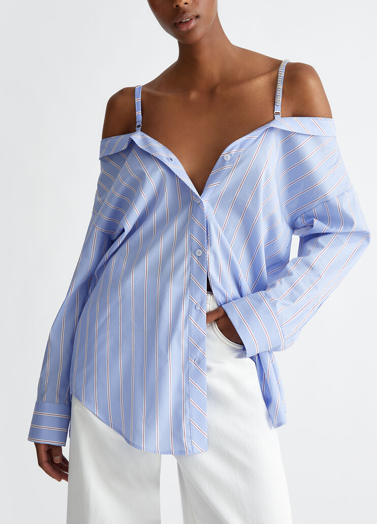 Schulterfreie Bluse azurblau Liu Jo - medium