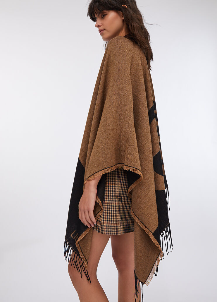 Poncho with logo and fringes camel Liu Jo - large image number 2