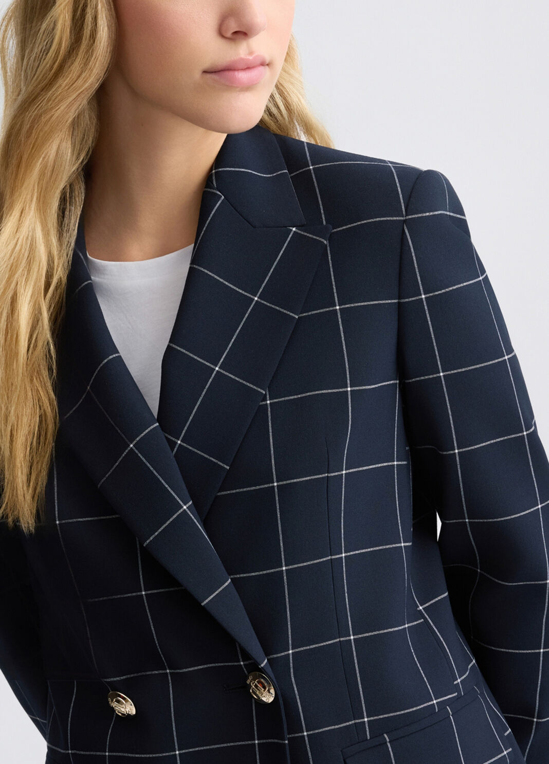Blazer check doppiopetto blu Liu Jo - large image number 2