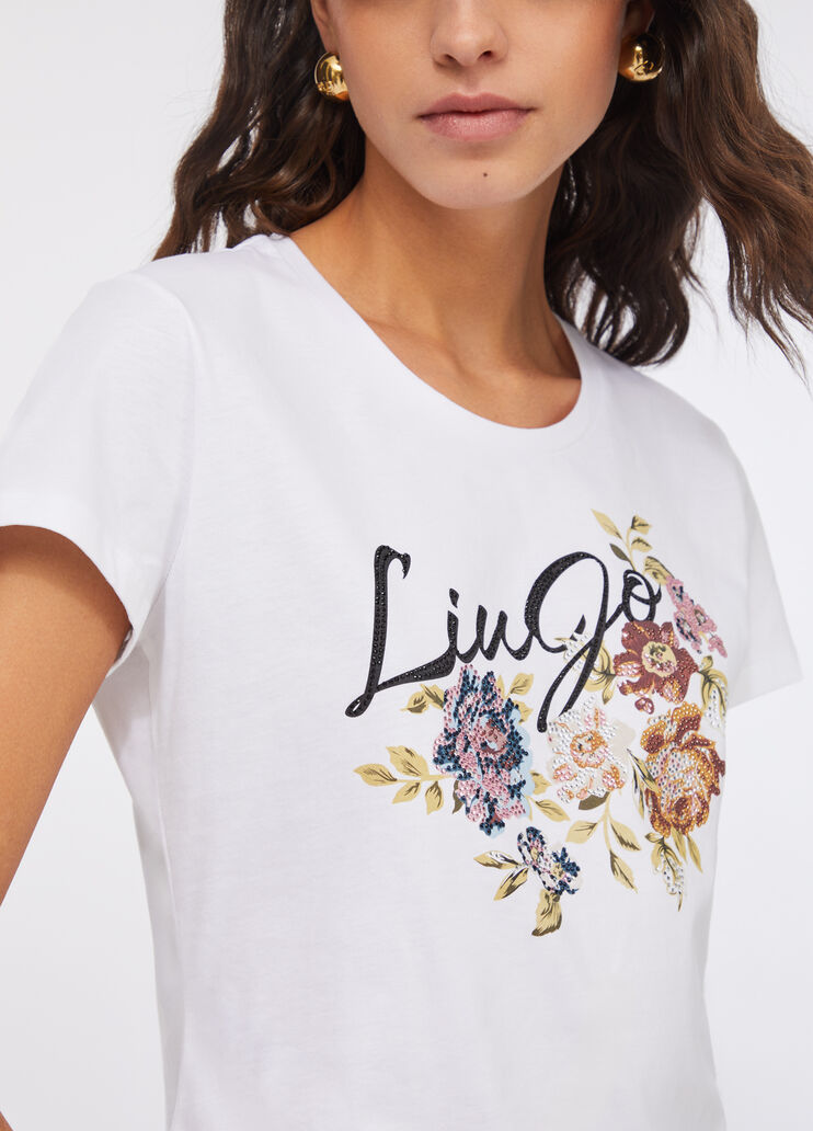 T-shirt Liu Jo Better blanc et fleurs Liu Jo - large image number 3