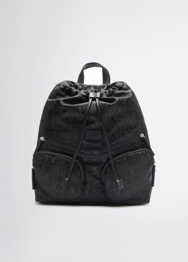 Nylon jacquard backpack black Liu Jo - medium Nylon jacquard backpack black Liu Jo - medium