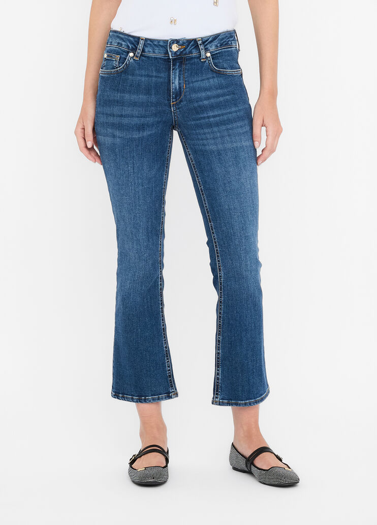 Cropped flared jeans dark blue denim Liu Jo - large image number 0