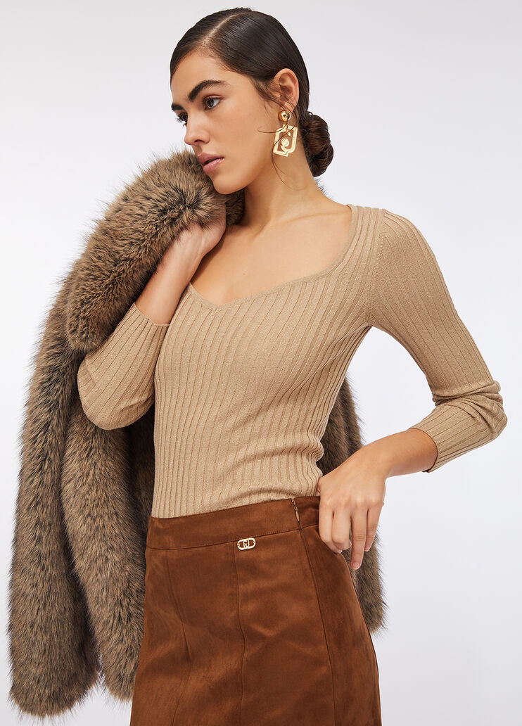 V-neck jumper gold Liu Jo - medium