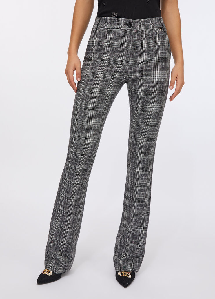 Glen plaid flare trousers glen plaid Liu Jo - large image number 0 Glen plaid flare trousers glen plaid Liu Jo - large image number 0