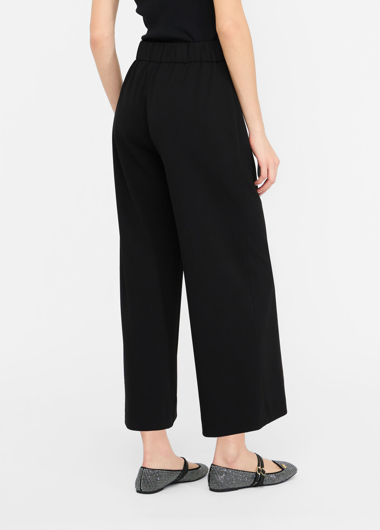 Cropped trousers with belt colour black | Liu Jo