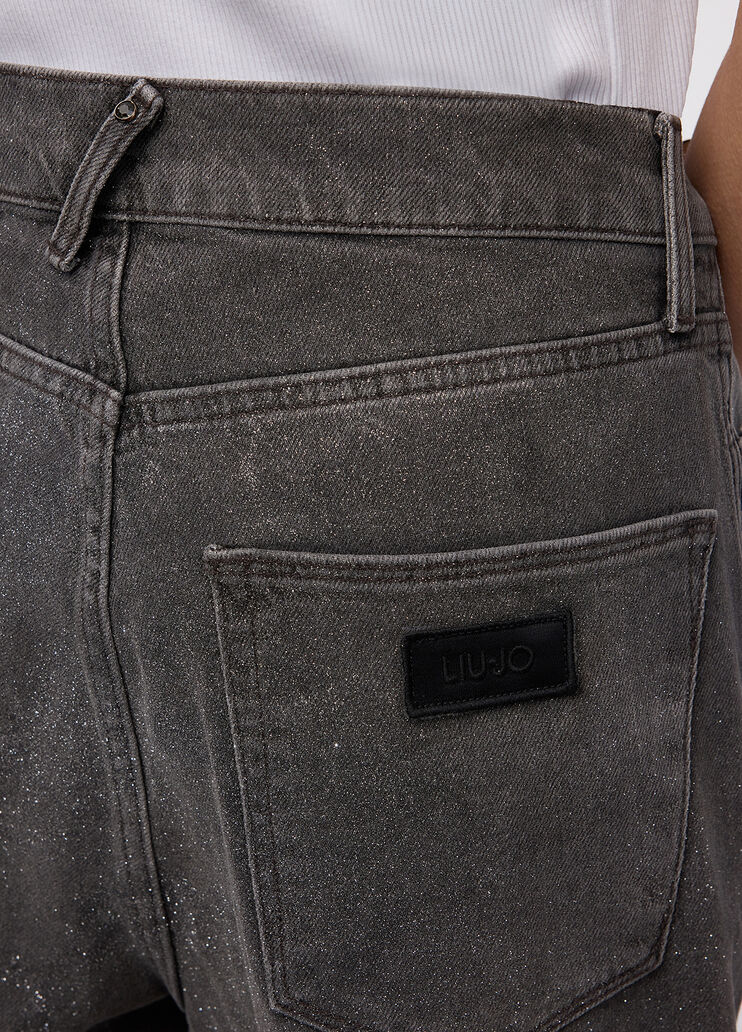 Jeans cropped con risvolto grigio gessato Liu Jo - large image number 2