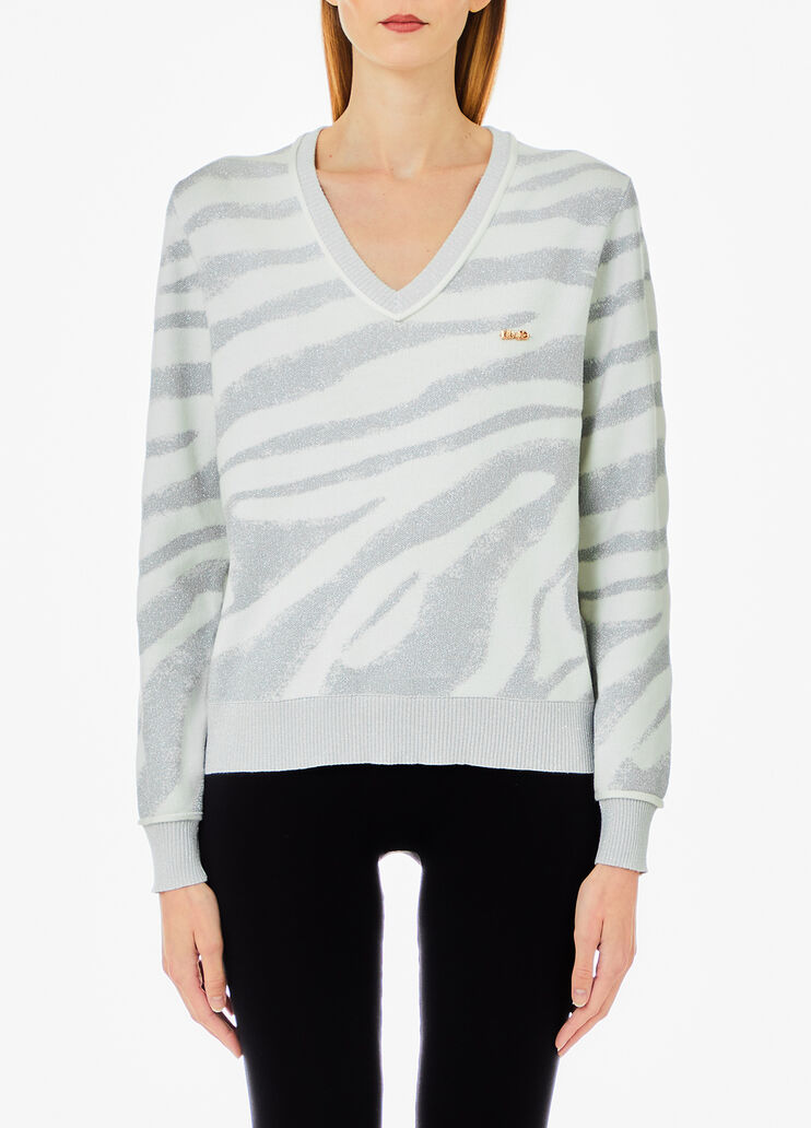 Animal-print jacquard sweater white Liu Jo - medium Animal-print jacquard sweater white Liu Jo - medium