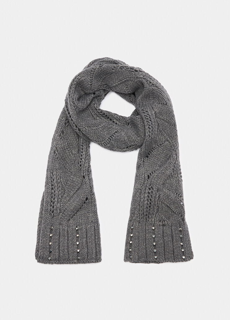 Wool-blend scarf with rhinestones grey Liu Jo - medium