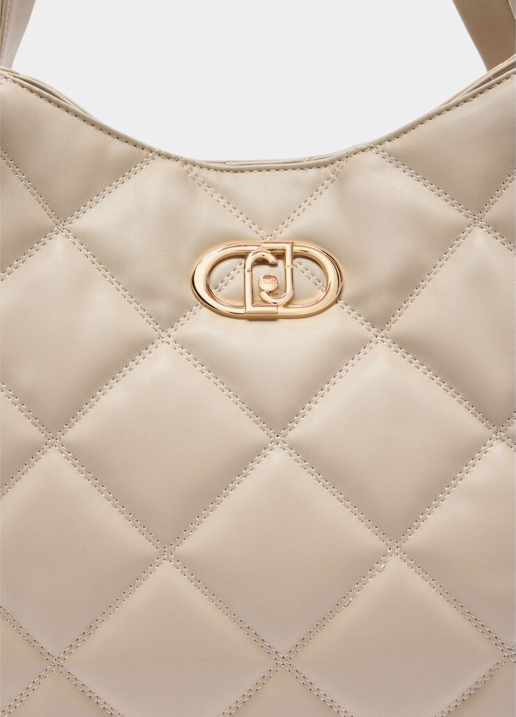 Sac fourre-tout grand format matelassé beige Liu Jo - large image number 4