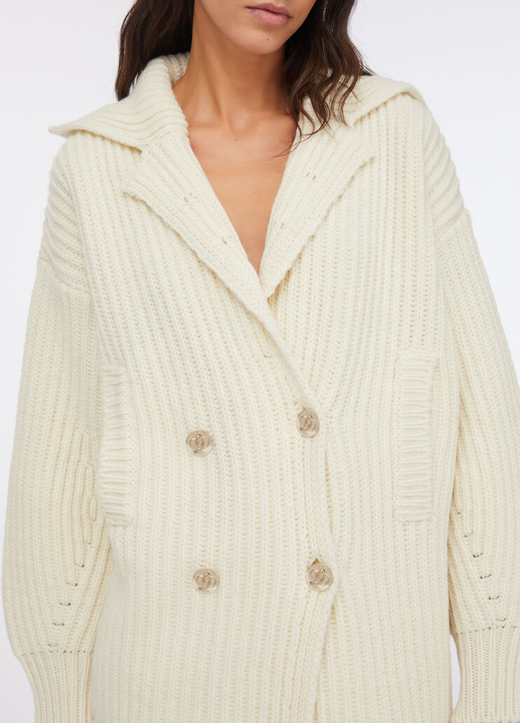 Wool knit coat white Liu Jo - large image number 3