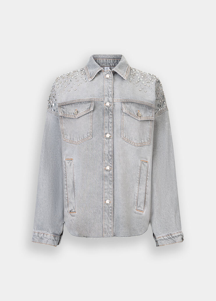 Giacca in denim con strass denim grigio Liu Jo - large image number 4