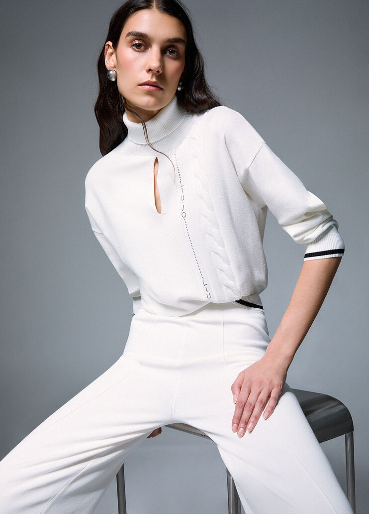 Turtleneck Sweater with Cut-Out white wool Liu Jo - medium