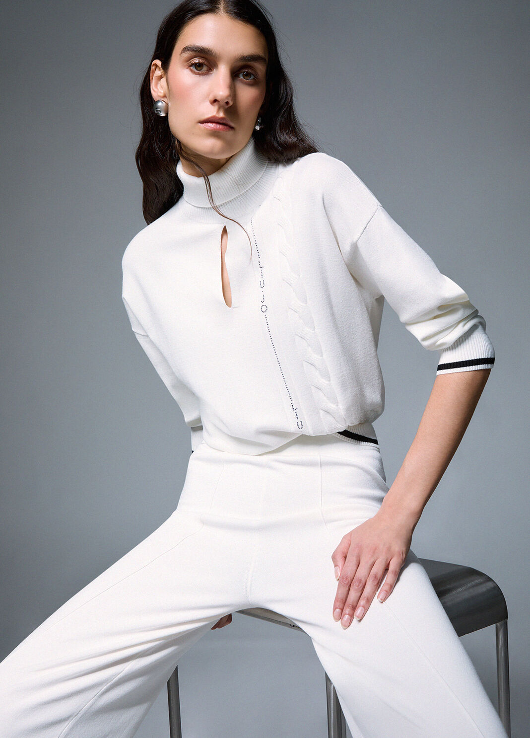 Turtleneck Sweater with Cut-Out white wool Liu Jo - large image number 2