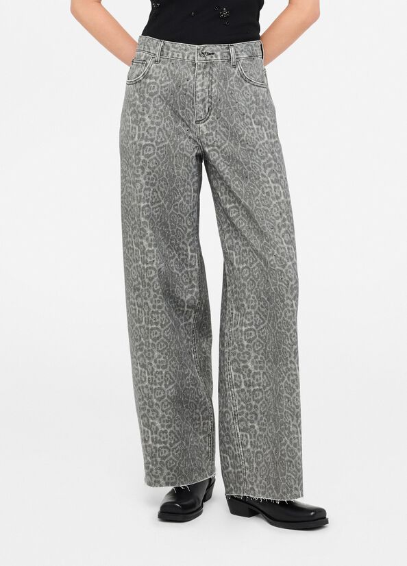 Pantalon évasé avec imprimé gris animalier Liu Jo - large image number 0