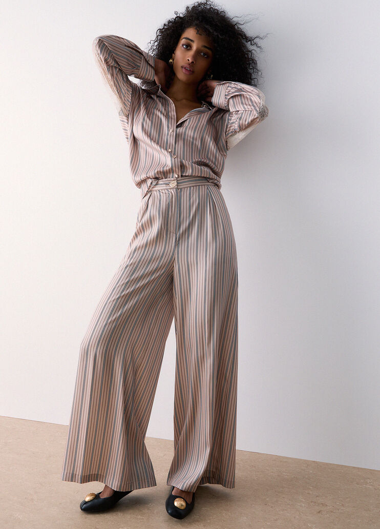 Palazzo-Hose mit Streifen Beige Liu Jo - medium