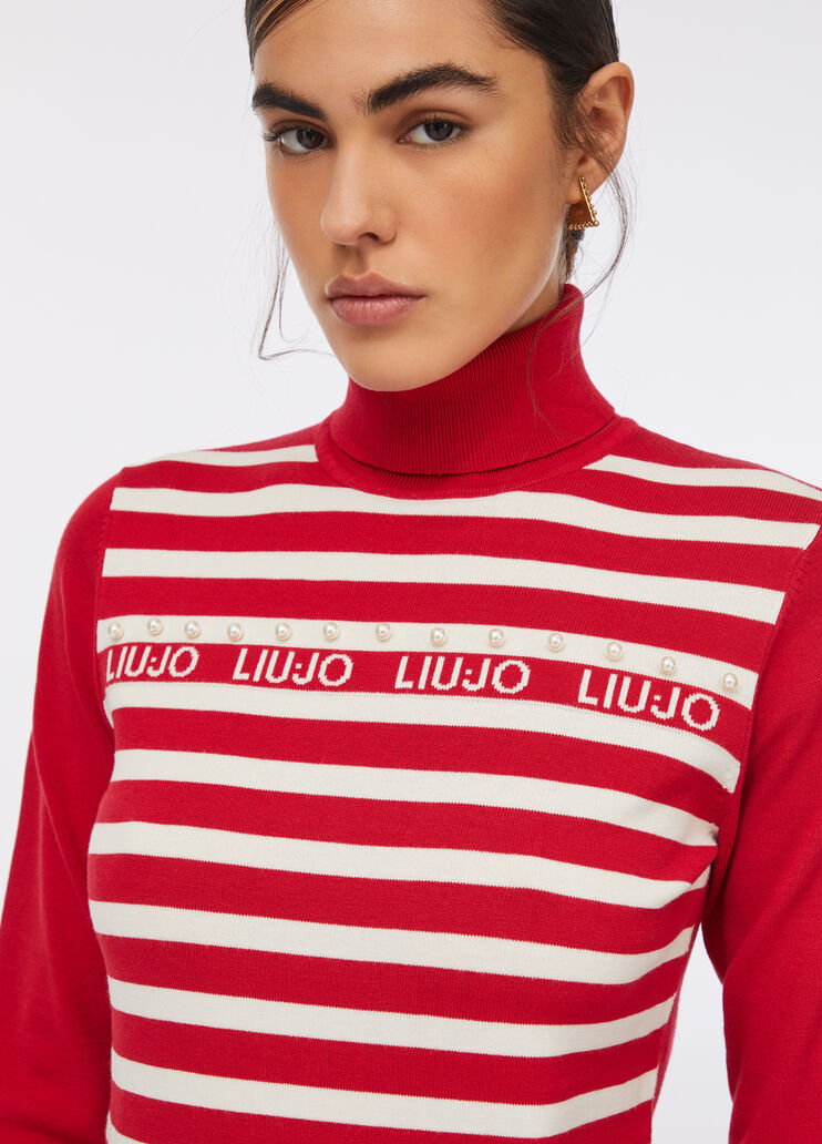 Водолазка в полоску вишнево-красный Liu Jo - medium