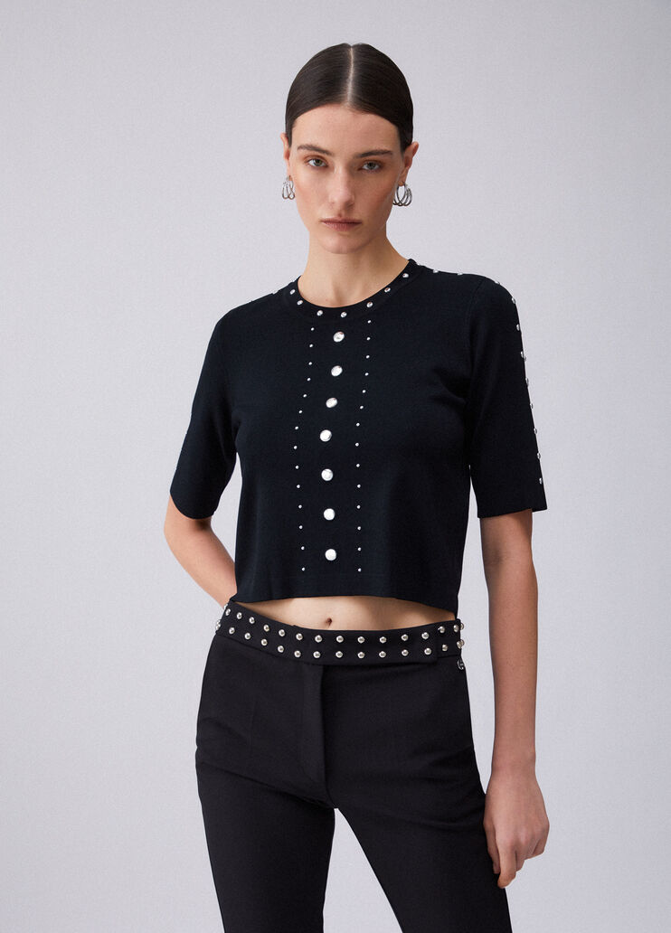 Knit top with studs black Liu Jo - large image number 0