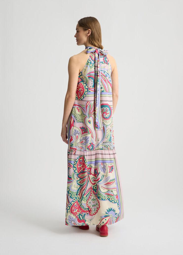 Long satin dress foulard print Liu Jo - large image number 1 Long satin dress foulard print Liu Jo - large image number 1