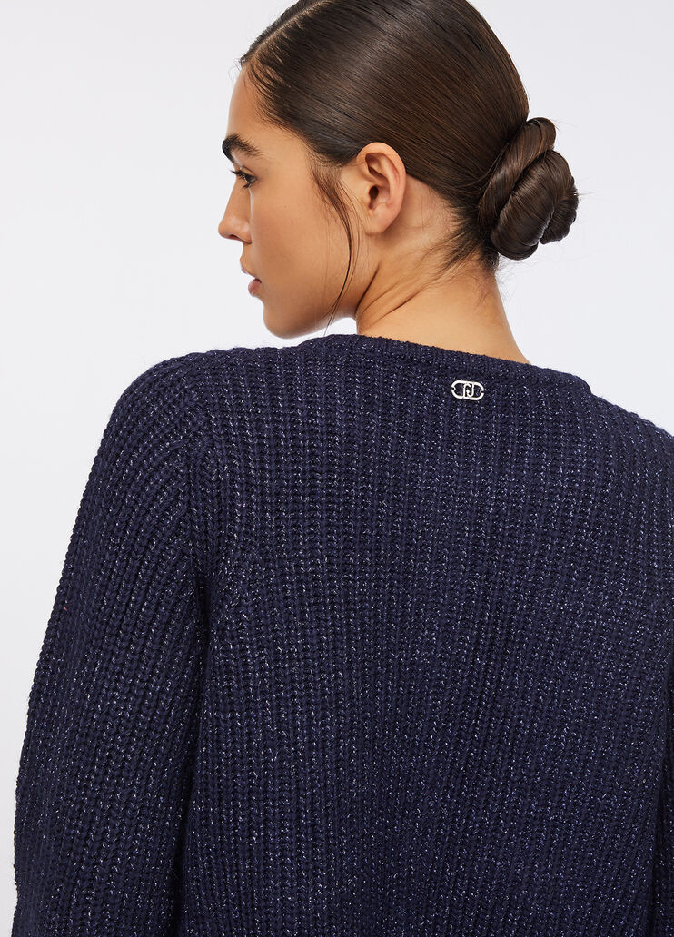 Alpaca and wool blend cardigan dark blue Liu Jo - large image number 3