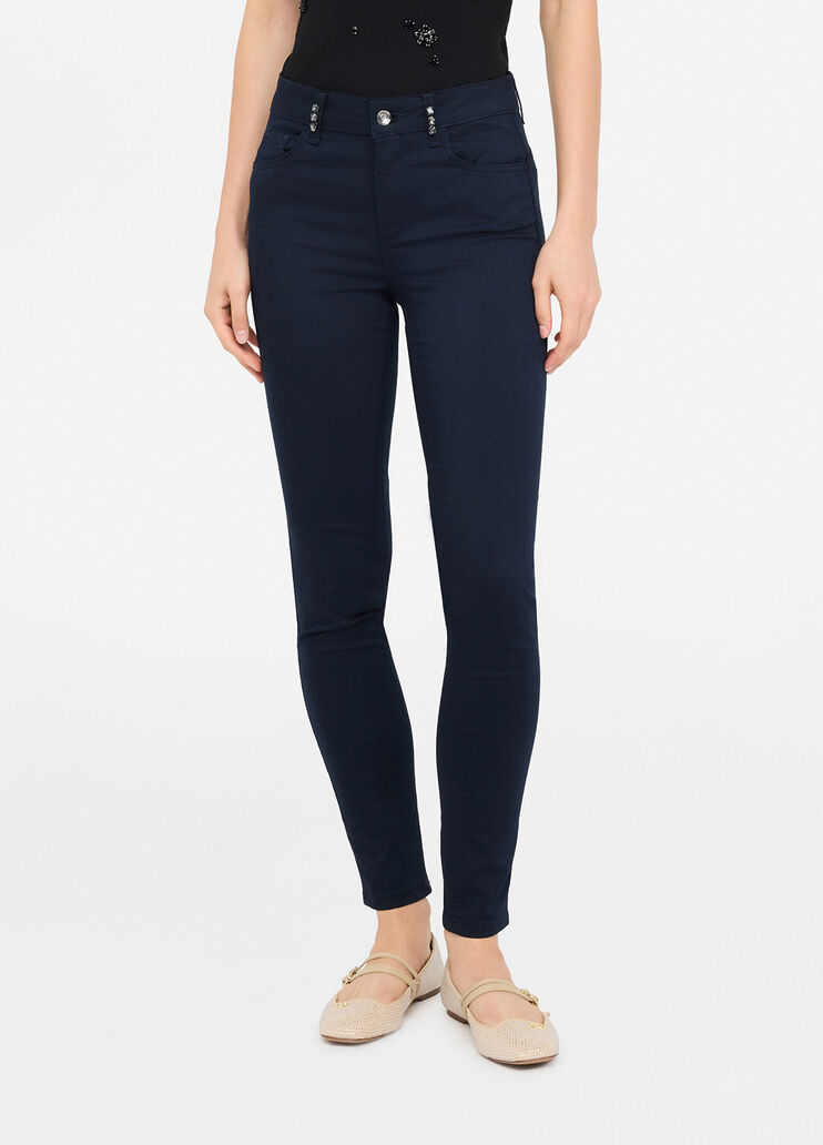 Pantalón pitillo con pedrería azul marino Liu Jo - medium