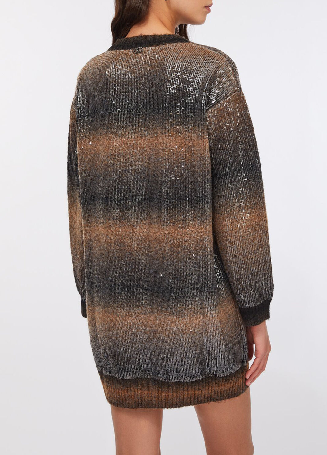 Abito in maglia con paillettes marrone Liu Jo - large image number 1