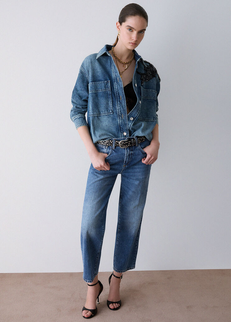 Boyfriend-Jeans mit Rissen denimblau Liu Jo - medium