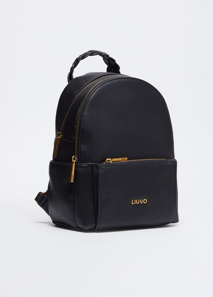 Backpack with woven handle black Liu Jo - medium Backpack with woven handle black Liu Jo - medium