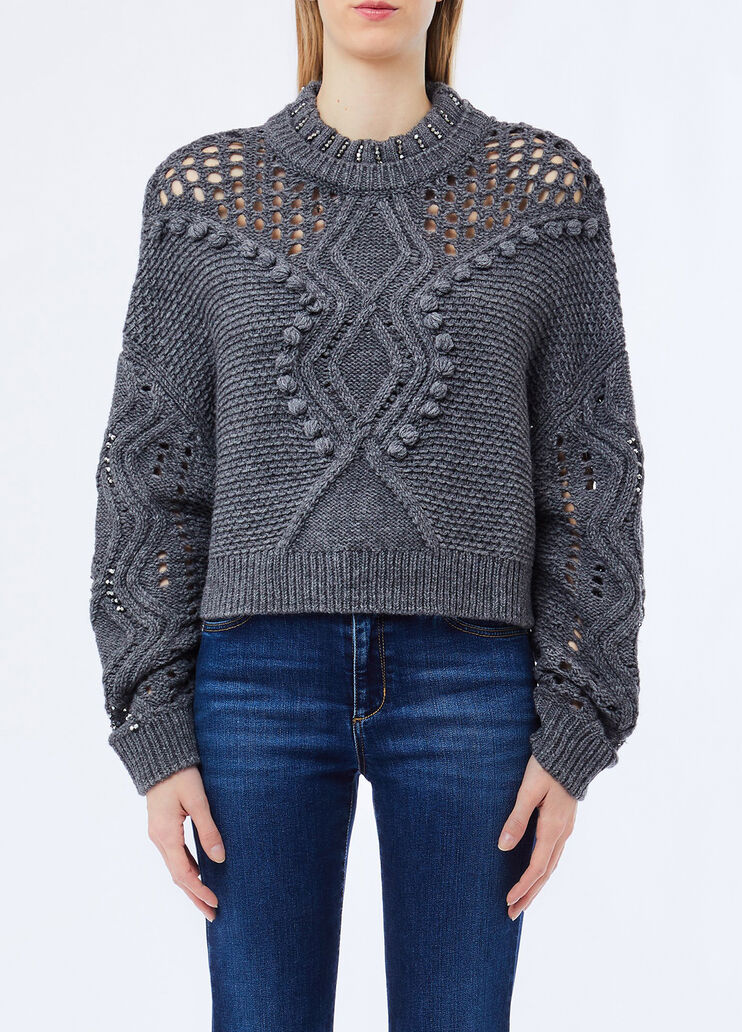 Wool jumper with openwork detailing grey Liu Jo - medium
