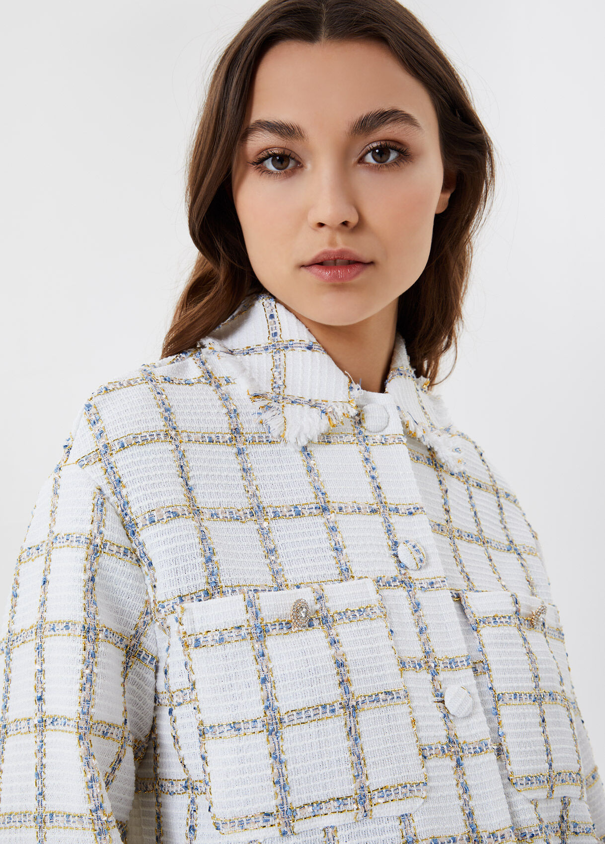 Bouclé jacket with jewel buttons