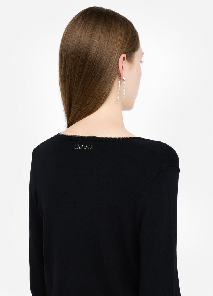 Cardigan with lurex® details black Liu Jo - large image number 4