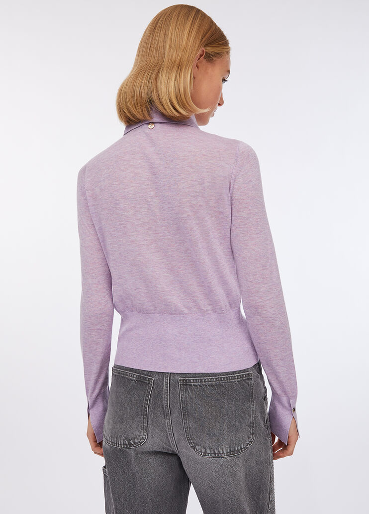 Cotton and cashmere polo shirt lilac Liu Jo - large image number 1 Cotton and cashmere polo shirt lilac Liu Jo - large image number 1