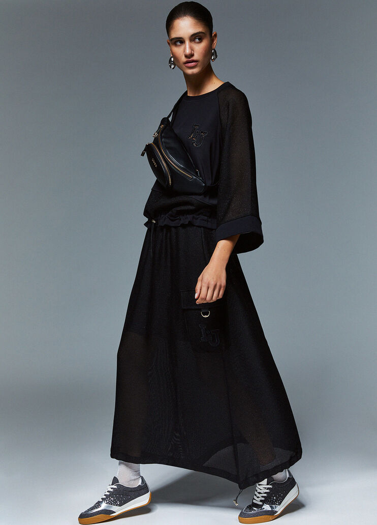 Sweatshirt mit Mesh-Eins&auml;tzen Schwarz Liu Jo - medium