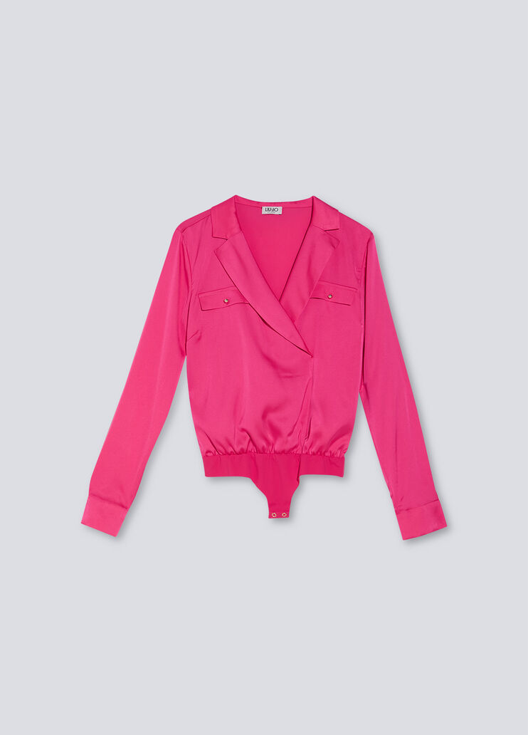 Satin body shirt magenta pink Liu Jo - large image number 4 Satin body shirt magenta pink Liu Jo - large image number 4
