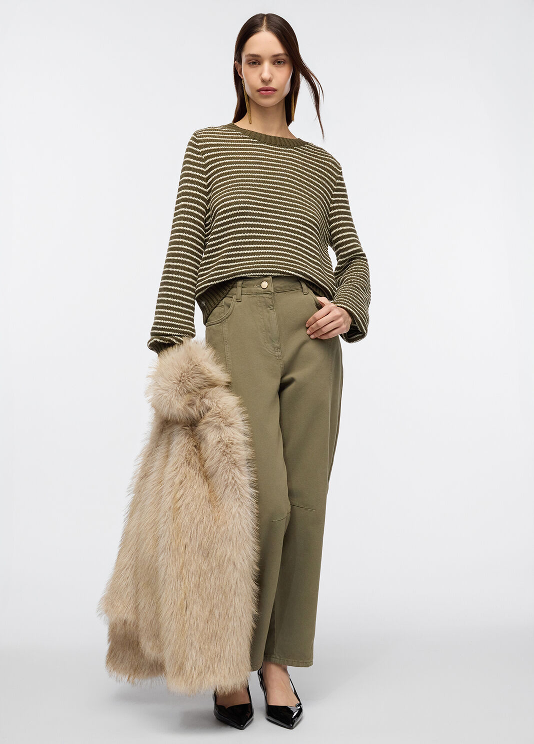 Полосатый джемпер с люрексом&reg; оливковый Liu Jo - large image number 3