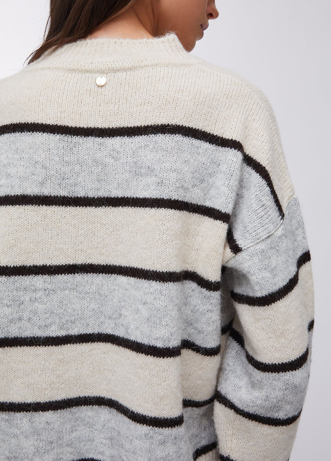 Striped wool and alpaca sweater grey and beige Liu Jo - large image number 2