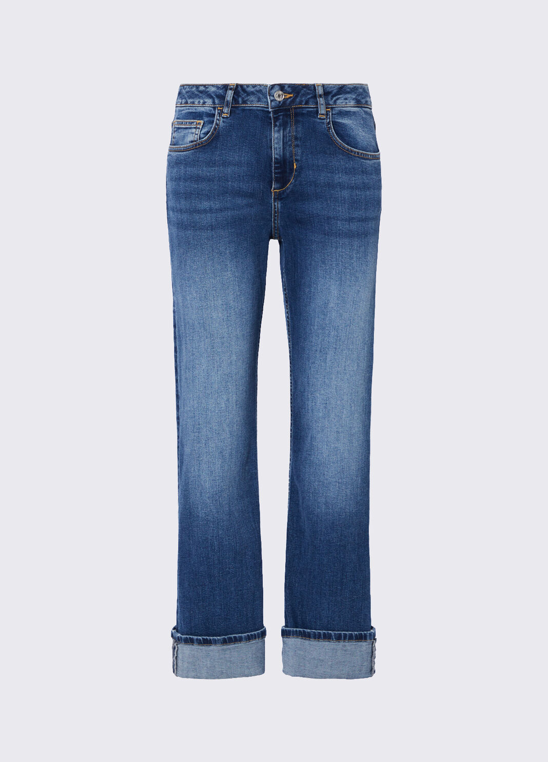Straight jeans with cuff blue denim Liu Jo - large image number 6