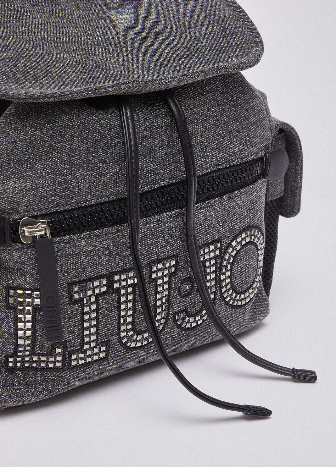 Denim backpack with logo grey denim Liu Jo - large image number 4