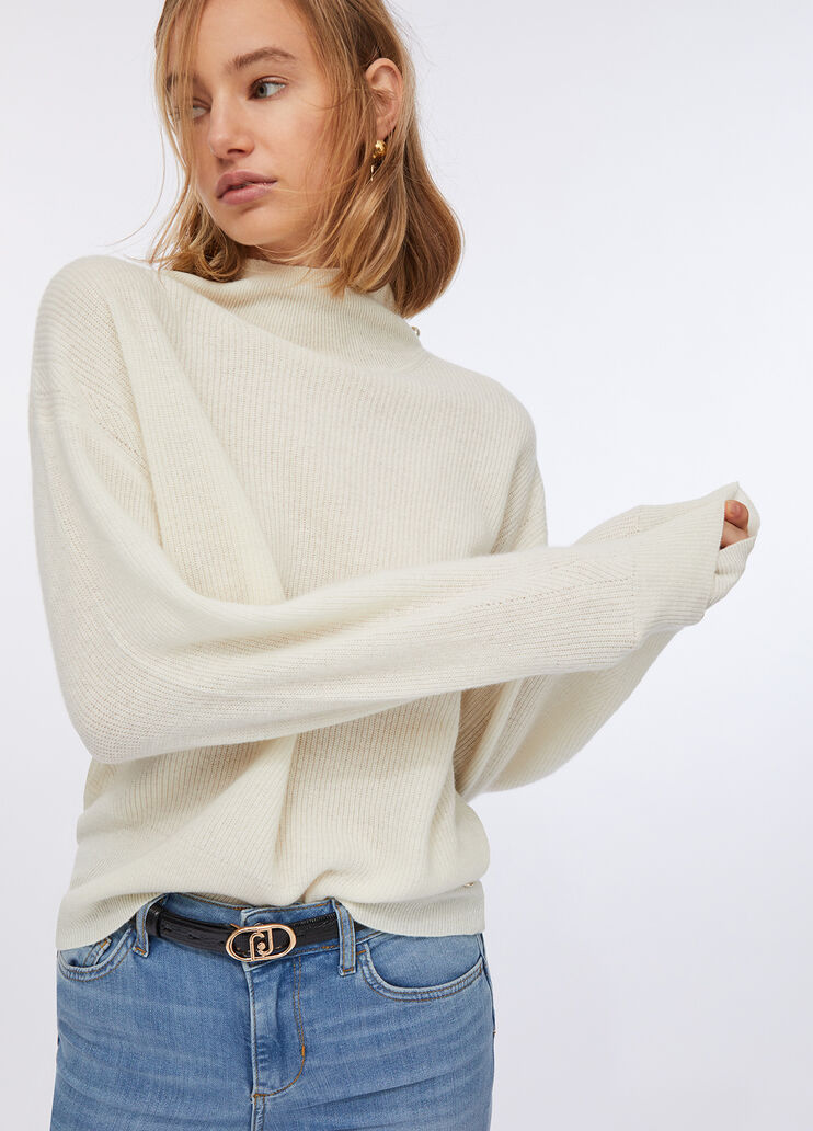 Wool and cashmere sweater white Liu Jo - large image number 4 Wool and cashmere sweater white Liu Jo - large image number 4