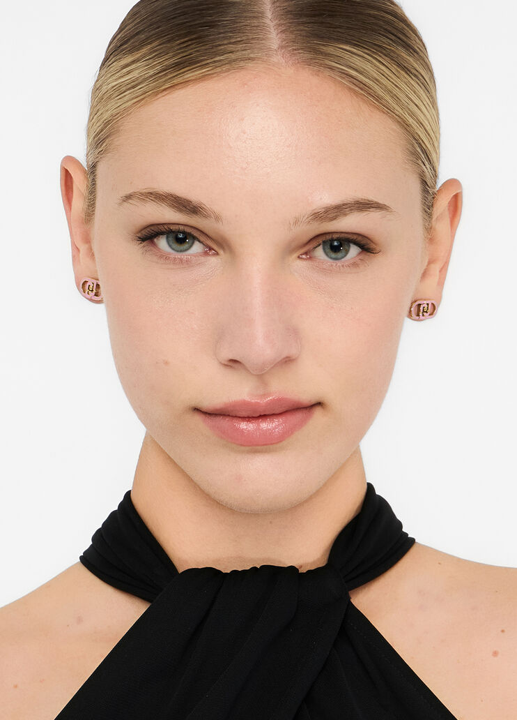 Boucles d'oreilles avec logo monogramme rose Liu Jo - medium