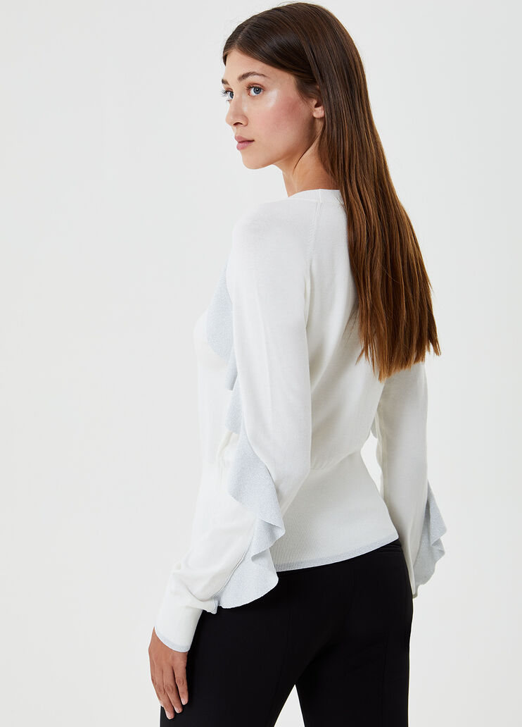 Eco-friendly jumper with flounces Wool White Liu Jo - large image number 1